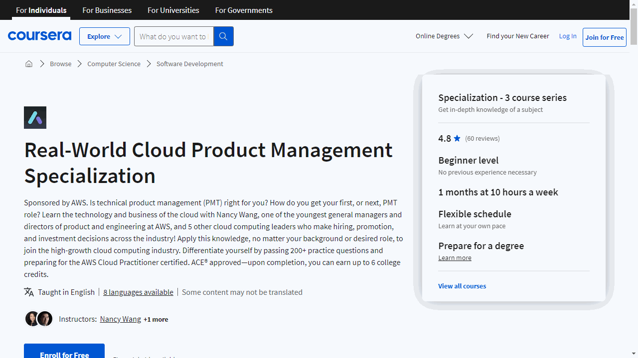 Real-World Cloud Product Management Specialization