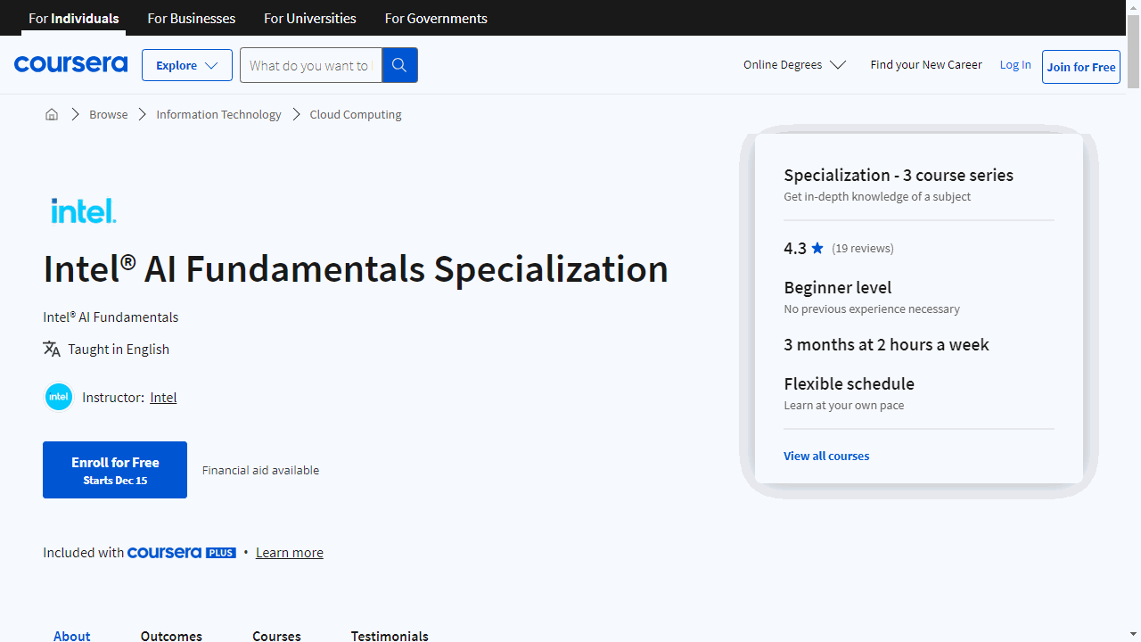 Intel® AI Fundamentals Specialization