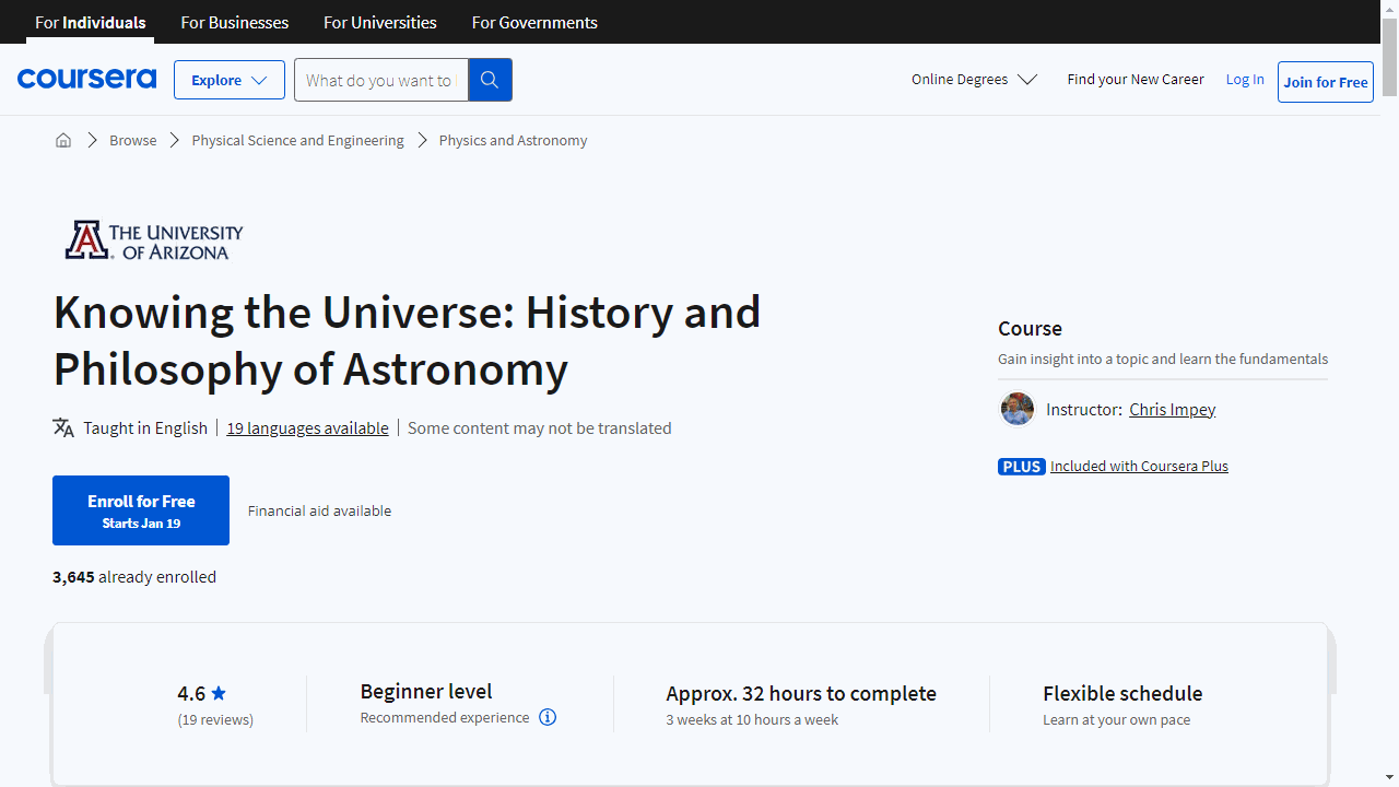 Knowing the Universe: History and Philosophy of Astronomy