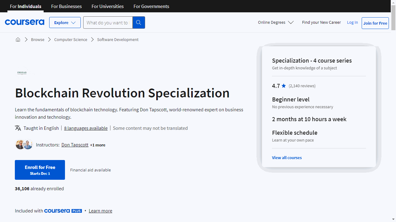 Blockchain Revolution Specialization