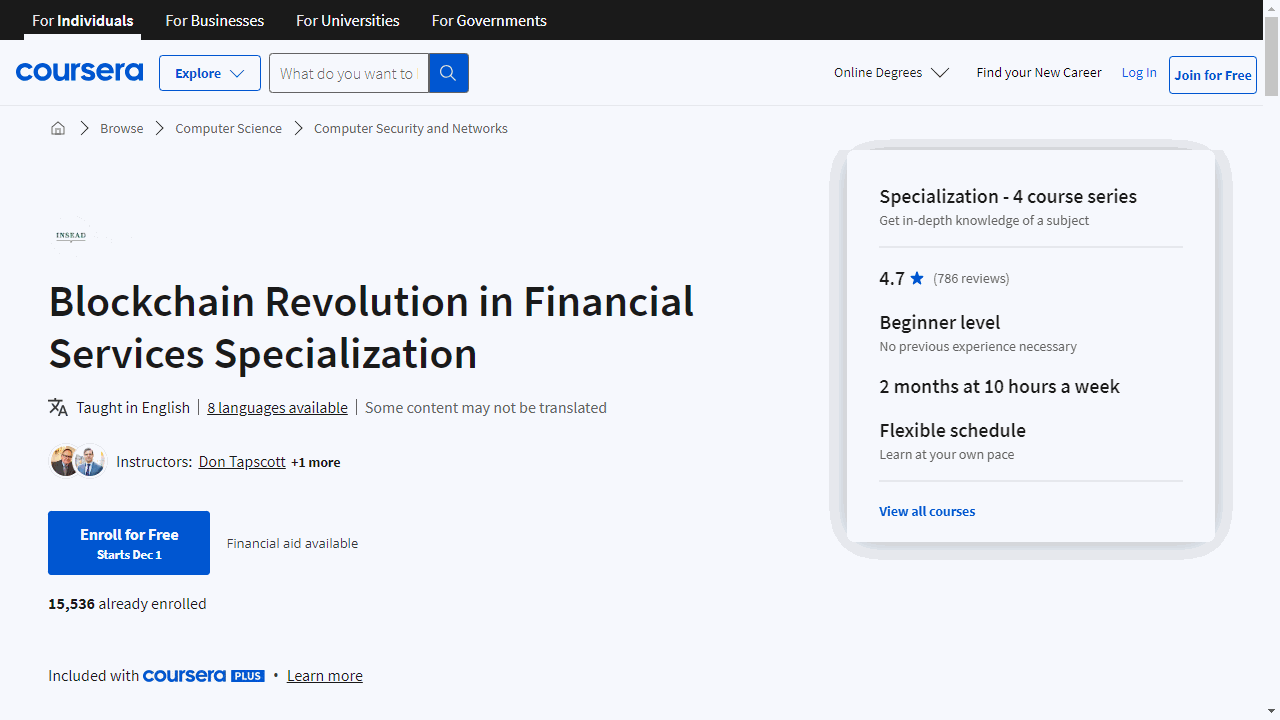 Blockchain Revolution in Financial Services Specialization