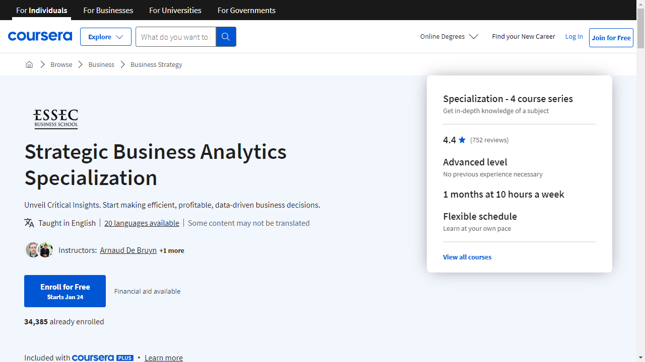 Strategic Business Analytics Specialization