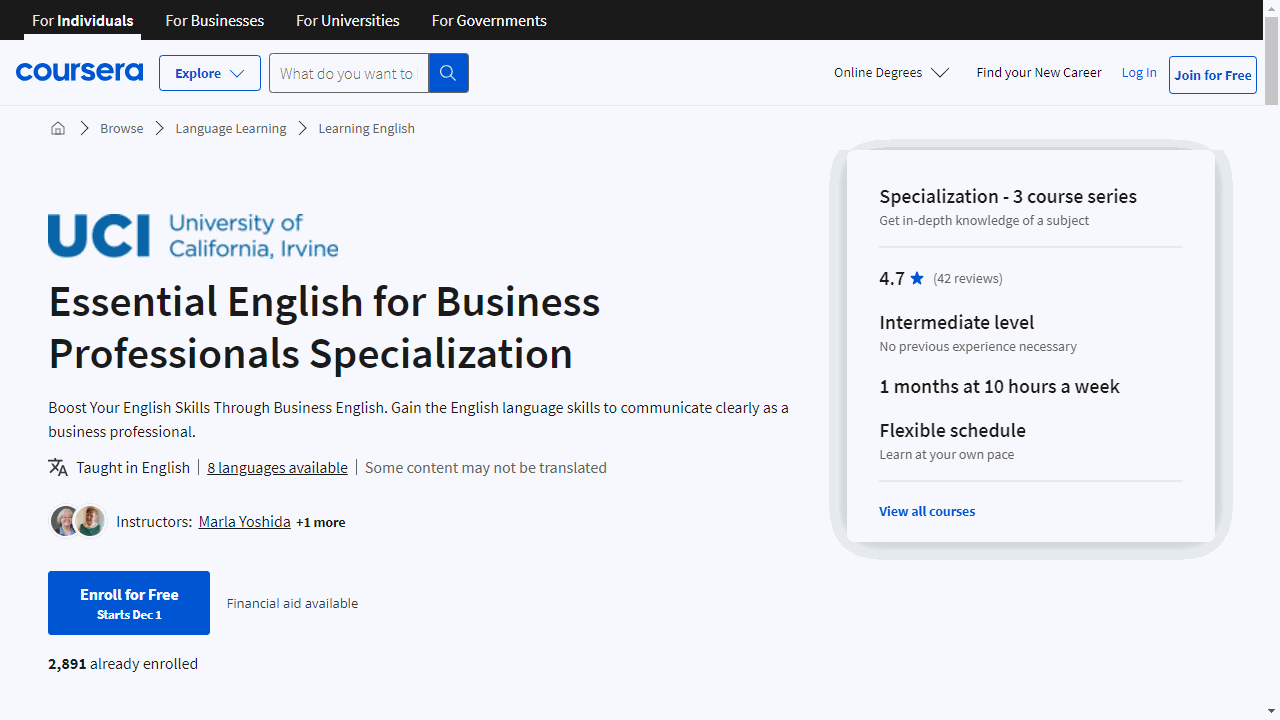 Essential English for Business Professionals Specialization
