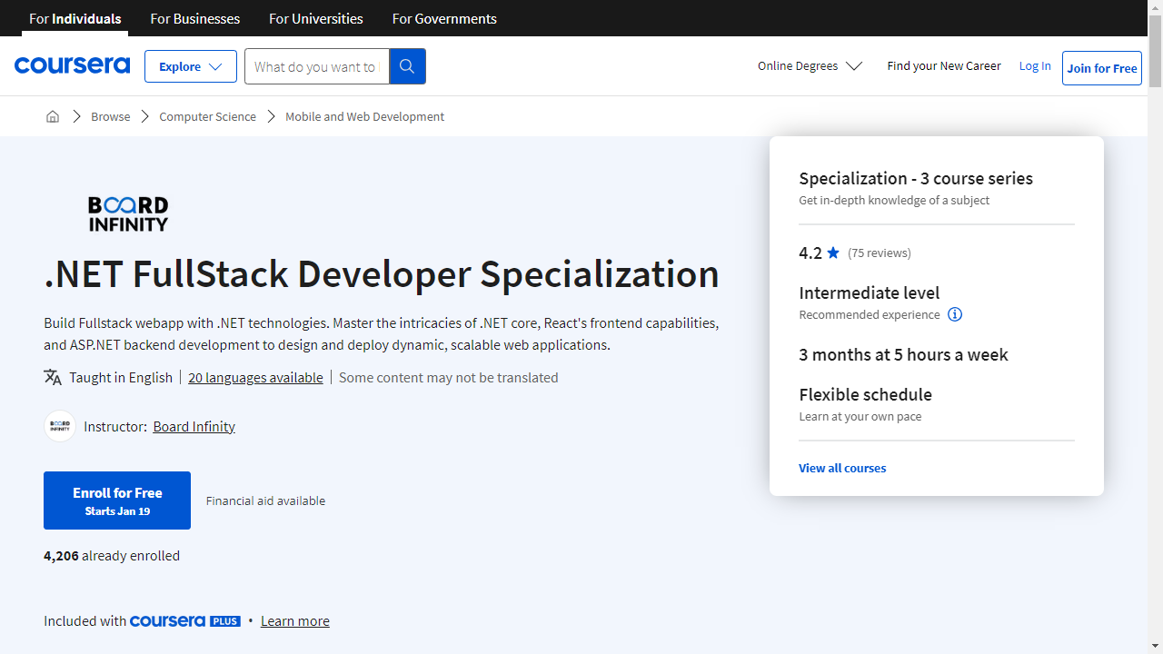 .NET FullStack Developer Specialization