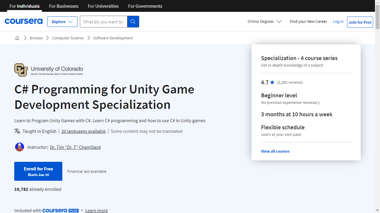 C# Programming for Unity Game Development Specialization