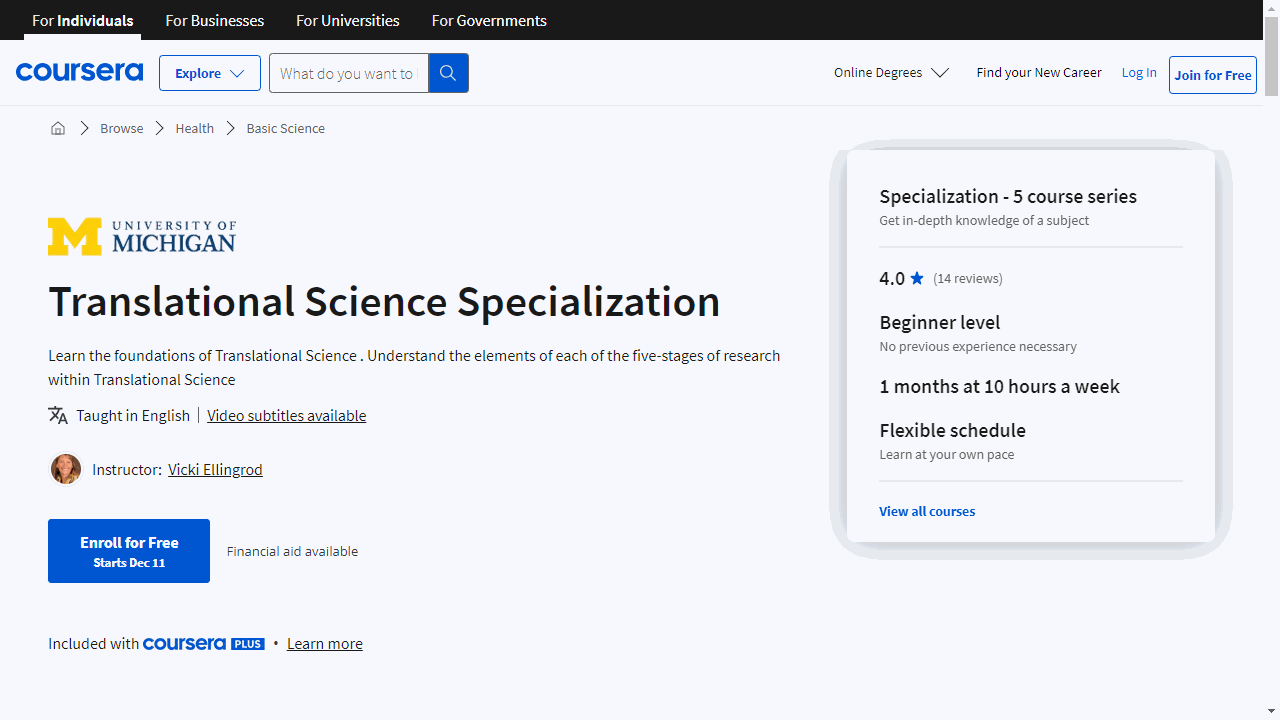 Translational Science Specialization