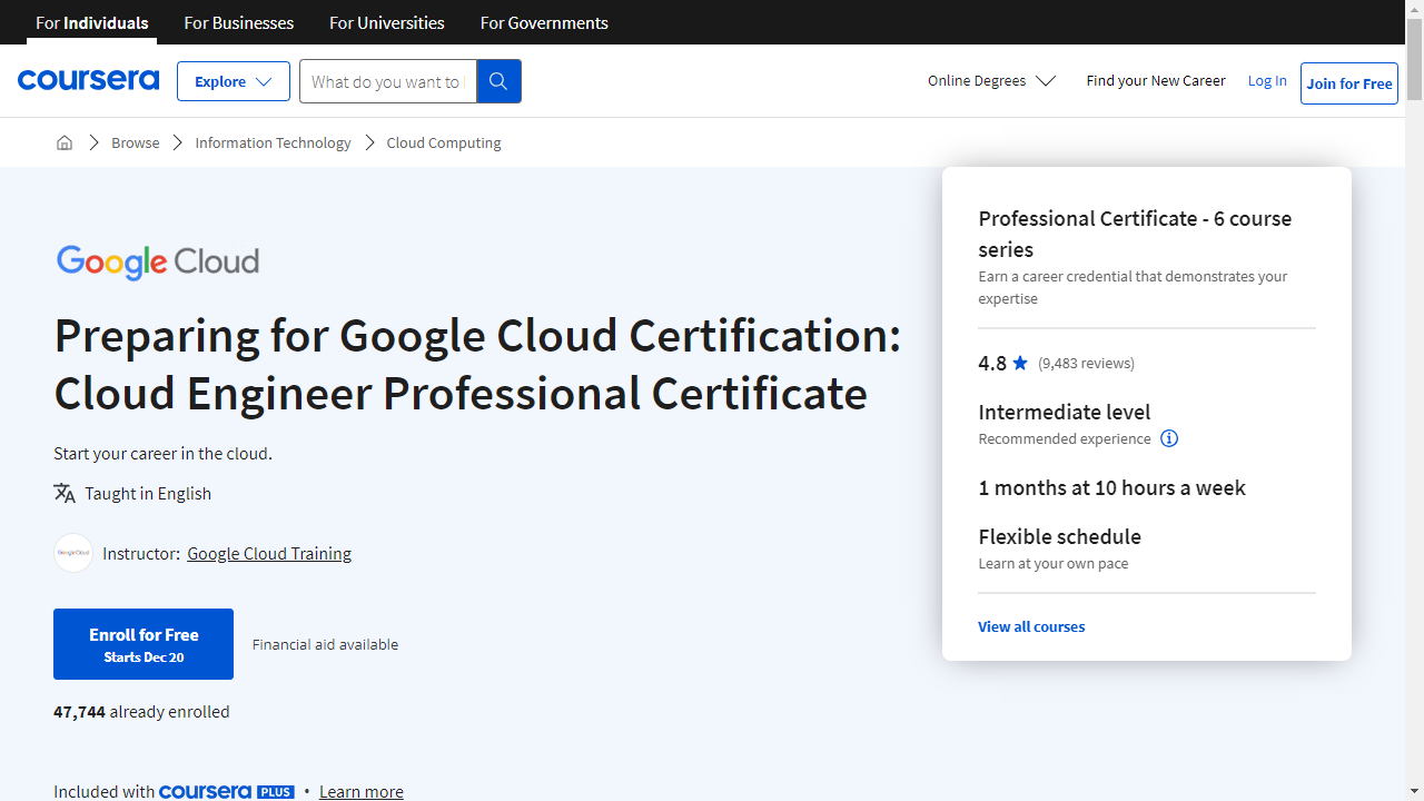 Preparing for Google Cloud Certification: Cloud Engineer Professional Certificate