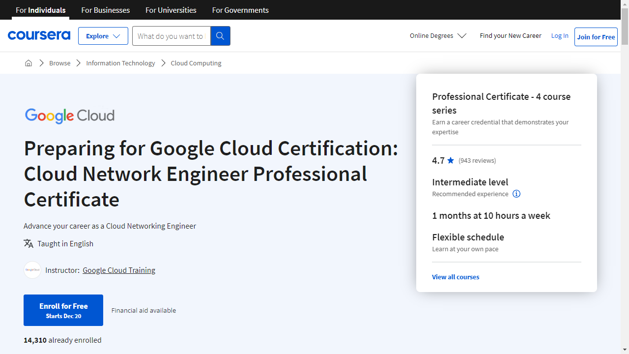 Preparing for Google Cloud Certification: Cloud Network Engineer Professional Certificate