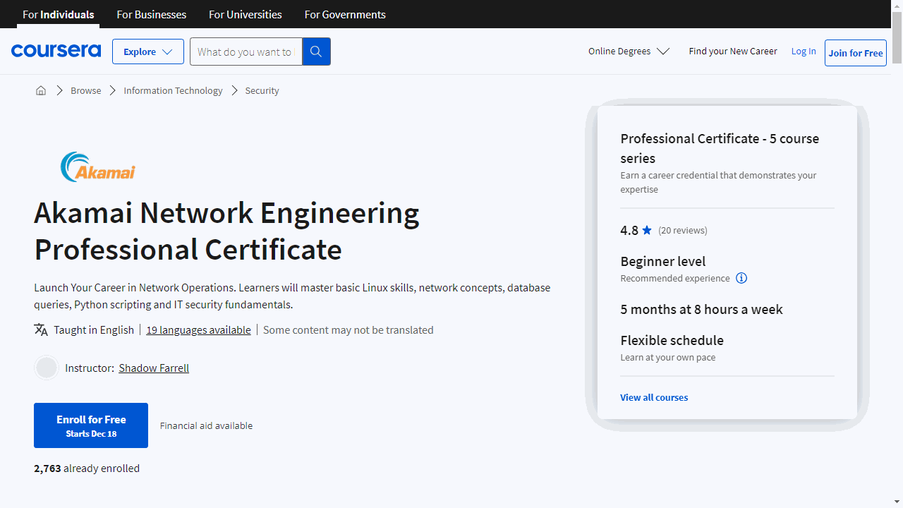 Akamai Network Engineering Professional Certificate