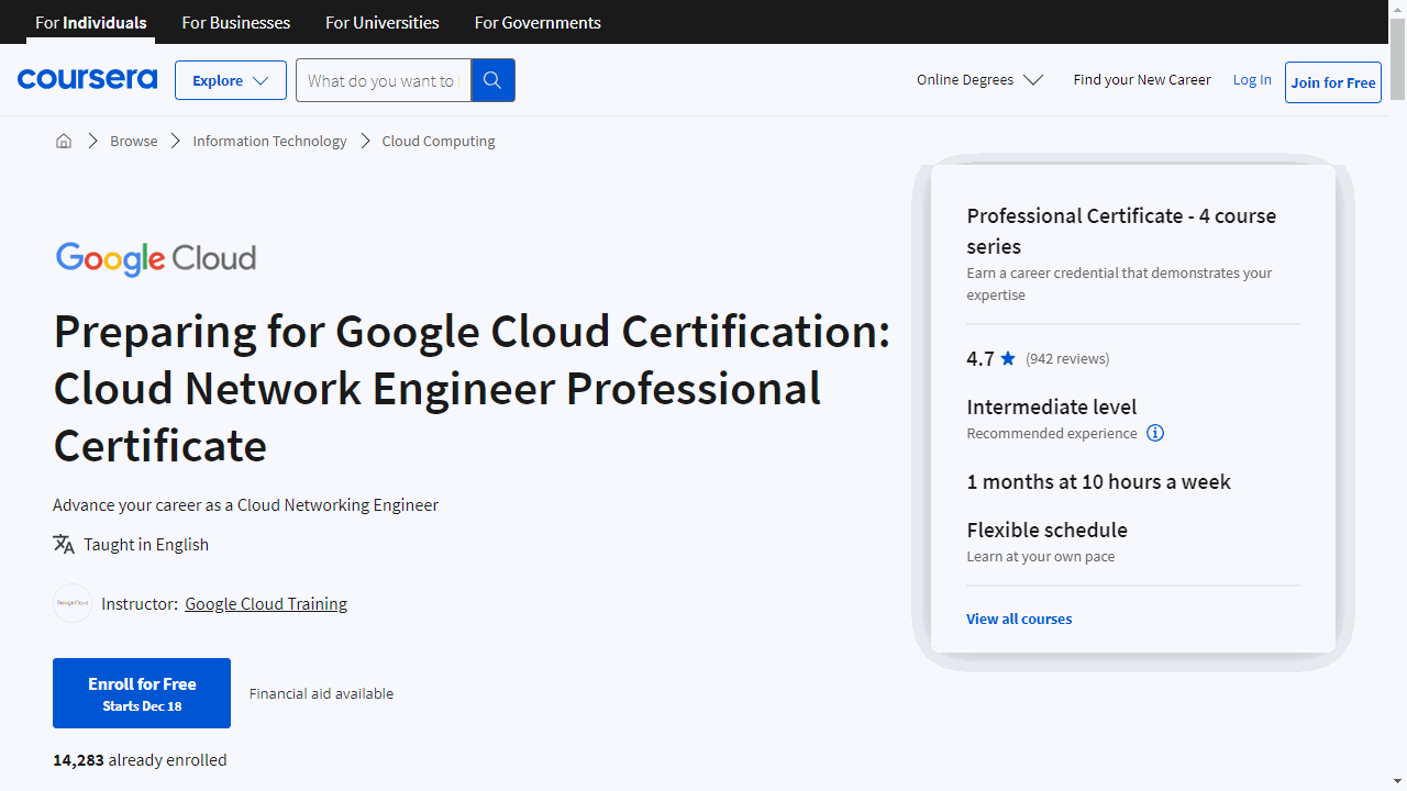 Preparing for Google Cloud Certification: Cloud Network Engineer Professional Certificate