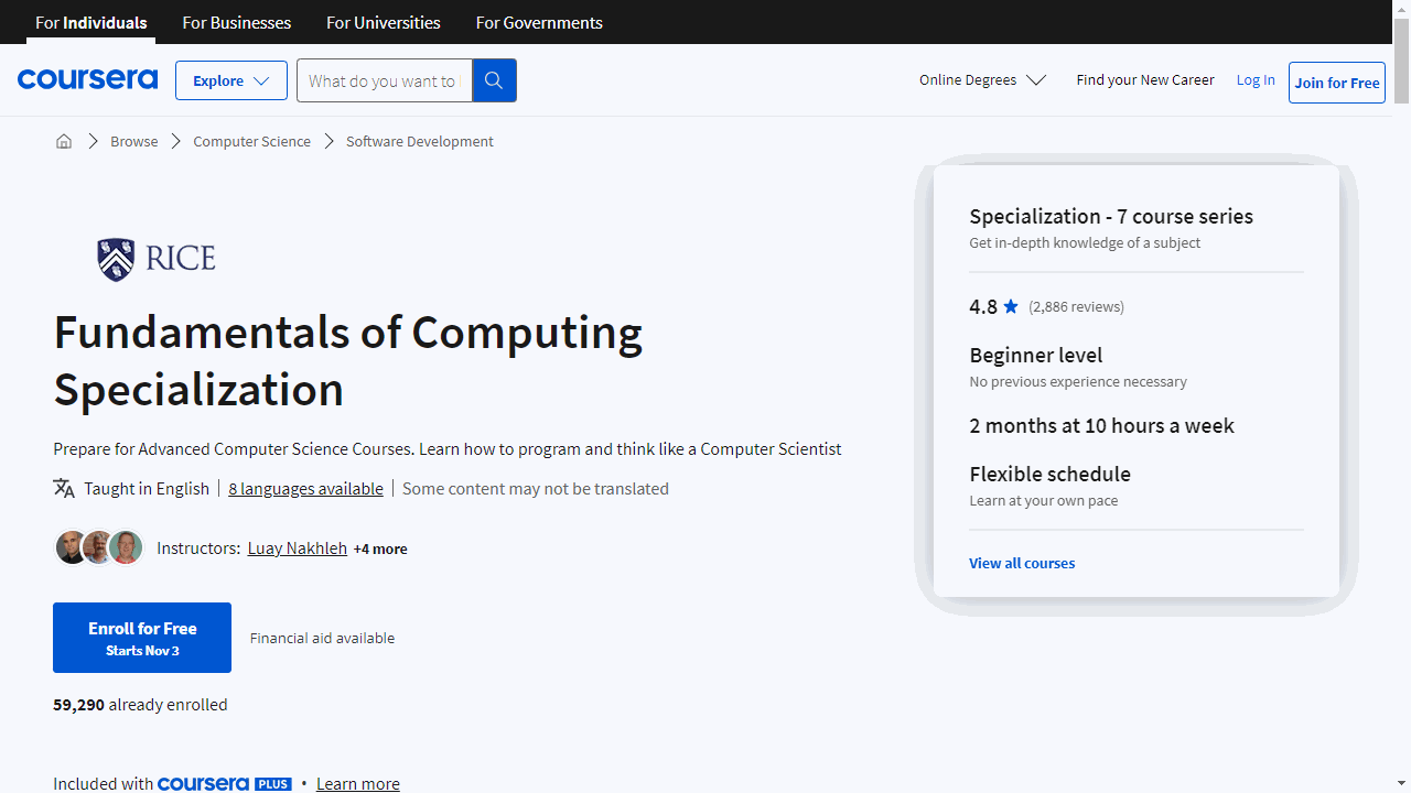 Fundamentals of Computing Specialization