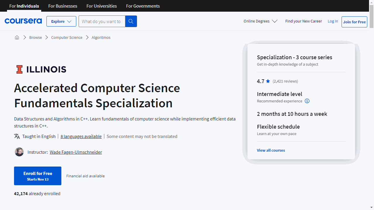 Accelerated Computer Science Fundamentals Specialization