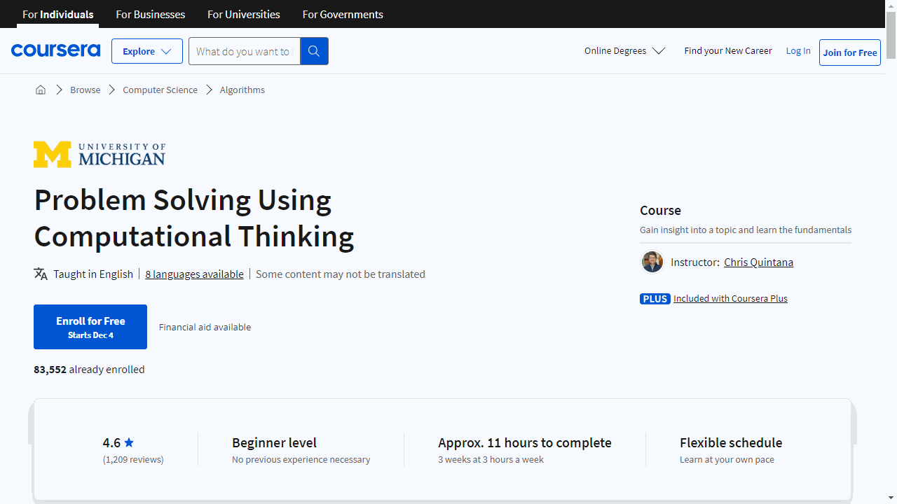 Problem Solving Using Computational Thinking