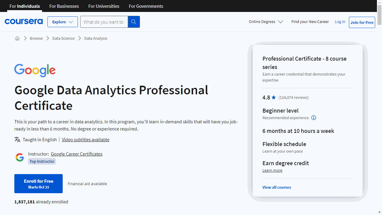 Google Data Analytics Professional Certificate