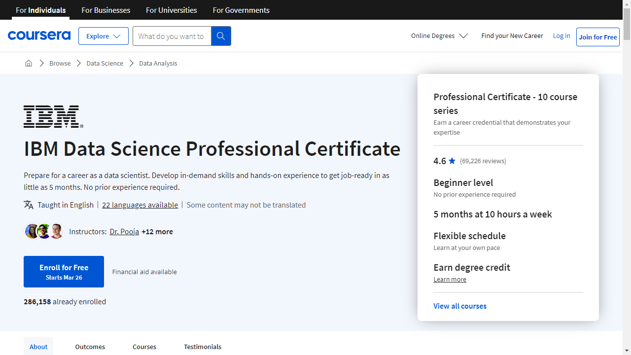 IBM Data Science Professional Certificate