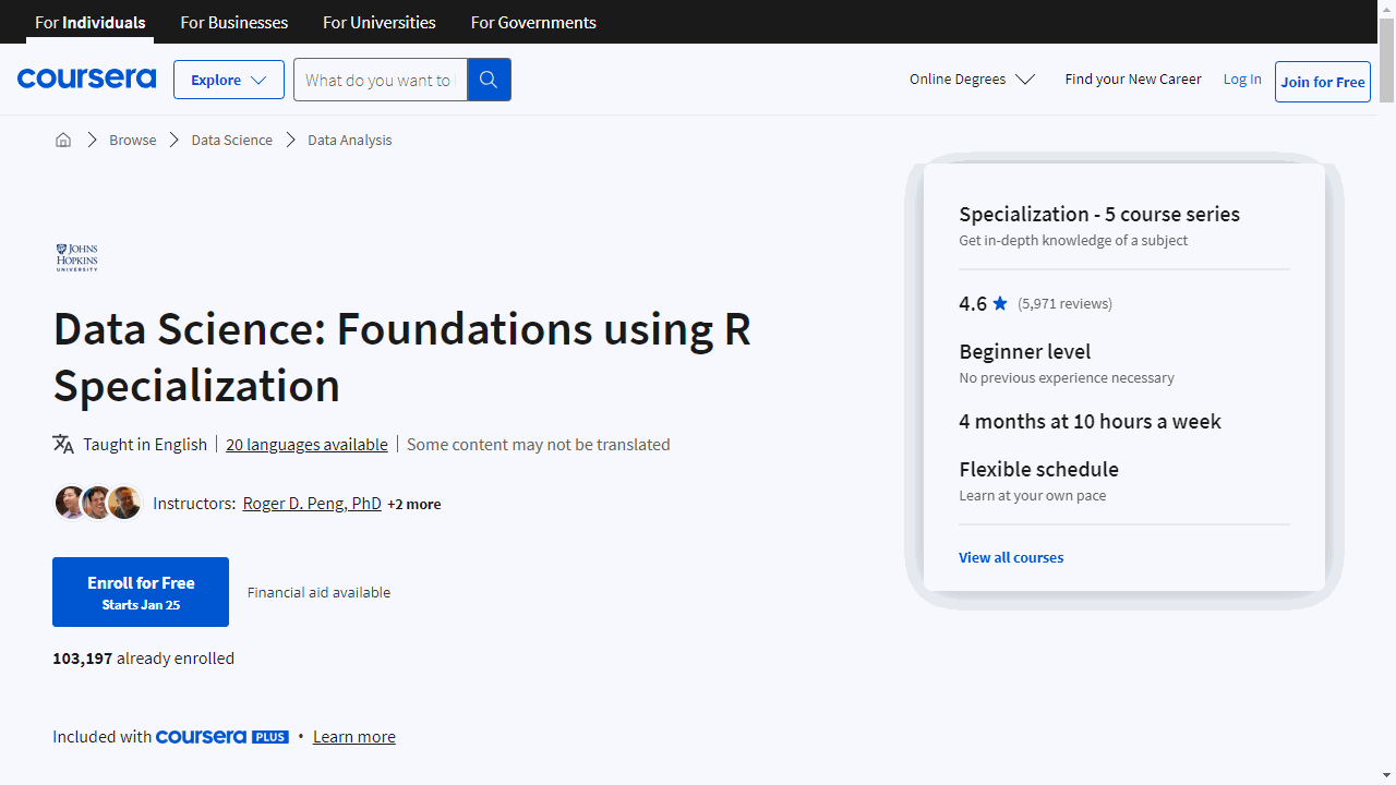 Data Science: Foundations using R Specialization
