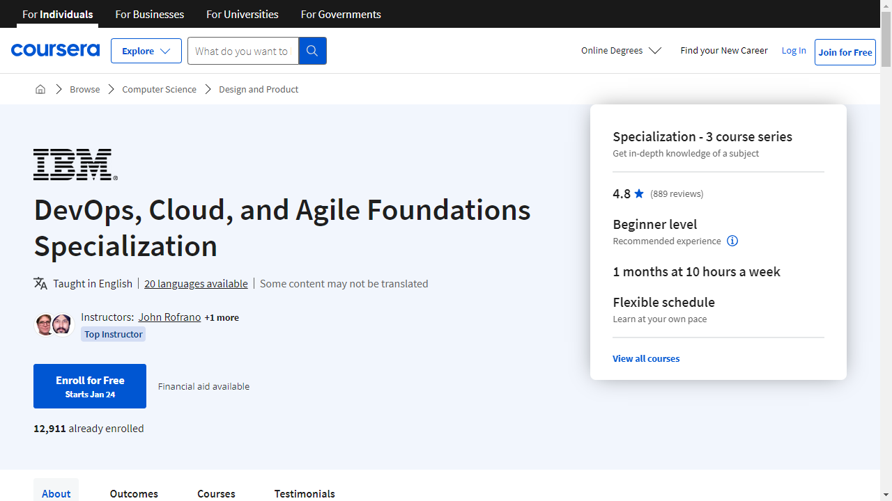 DevOps, Cloud, and Agile Foundations Specialization