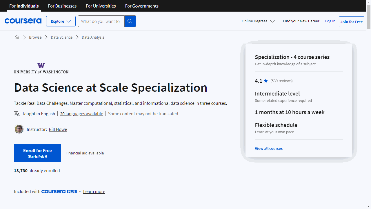 Data Science at Scale Specialization