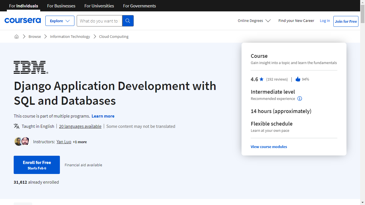 Django Application Development with SQL and Databases