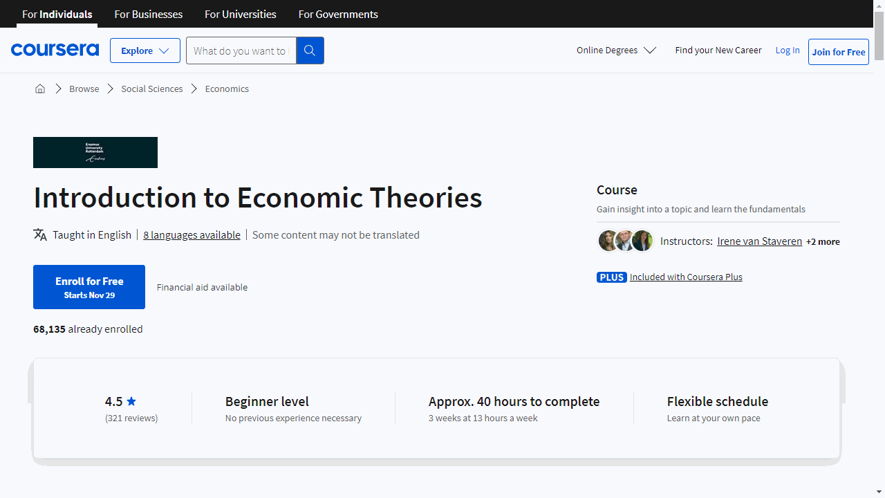 Introduction to Economic Theories