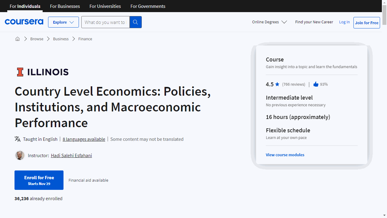 Country Level Economics: Policies, Institutions, and Macroeconomic Performance