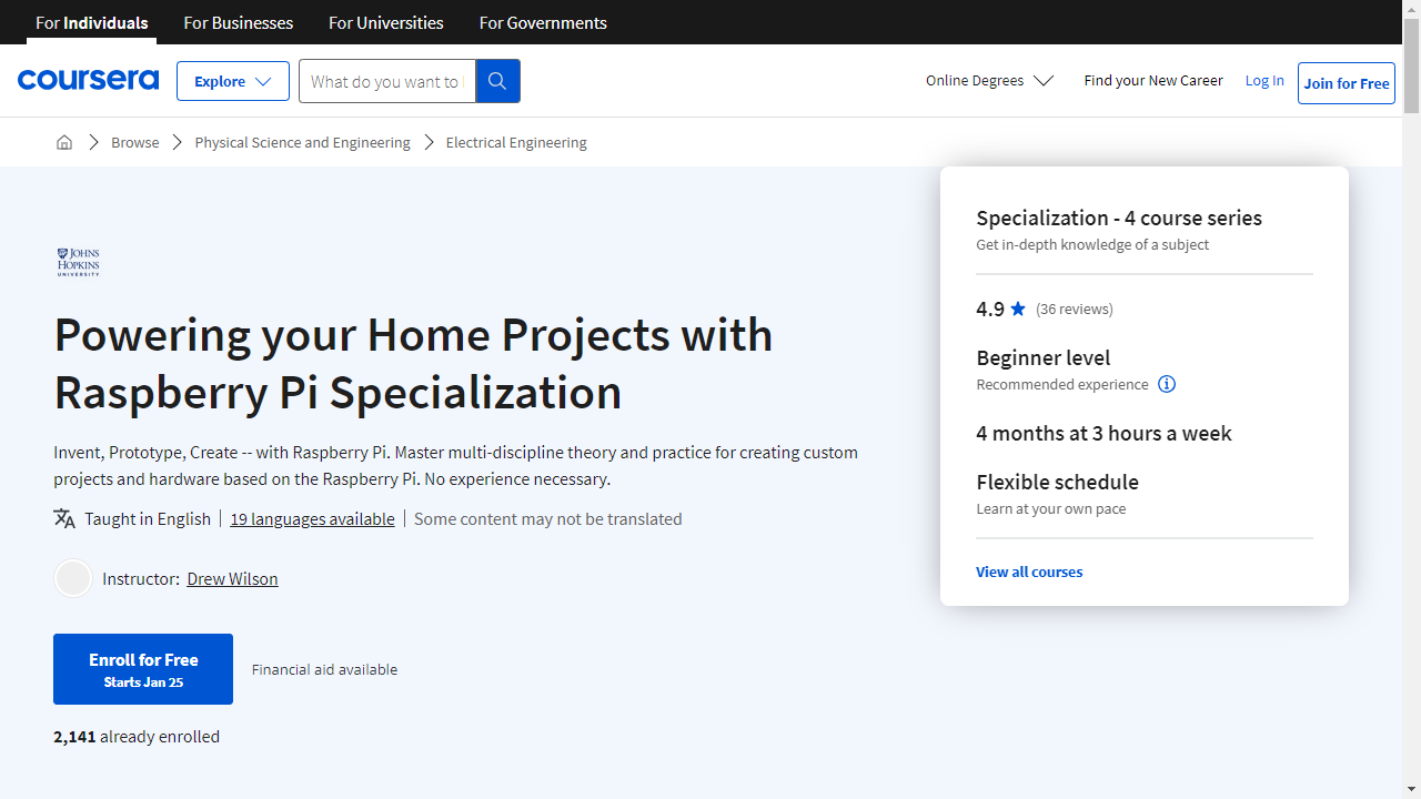 Powering your Home Projects with Raspberry Pi Specialization