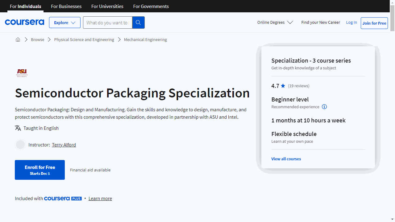 Semiconductor Packaging Specialization