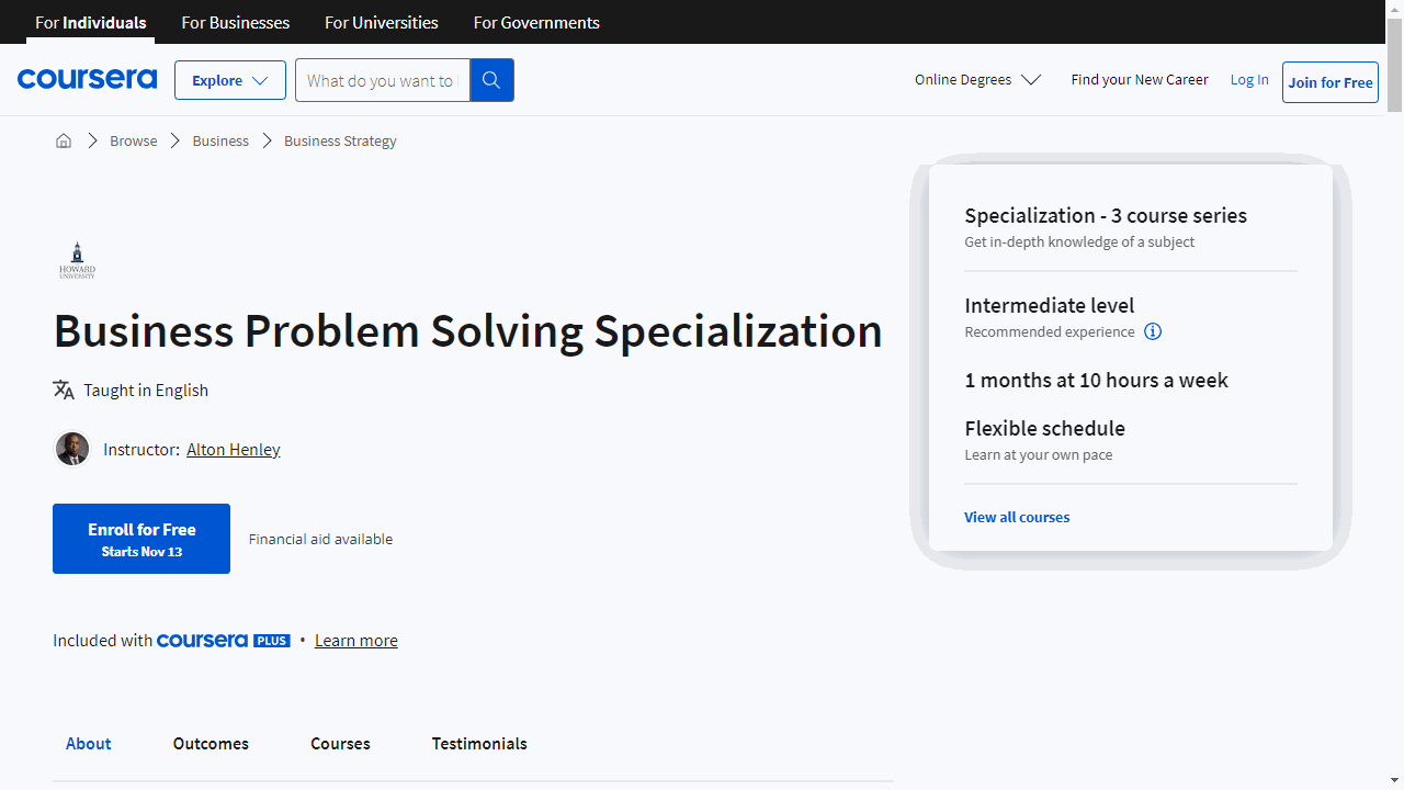 Business Problem Solving Specialization