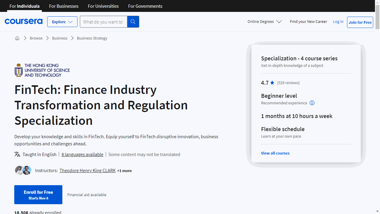 FinTech: Finance Industry Transformation and Regulation Specialization