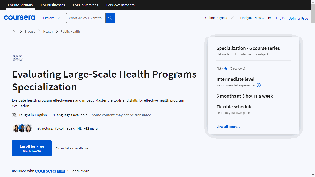 Evaluating Large-Scale Health Programs Specialization