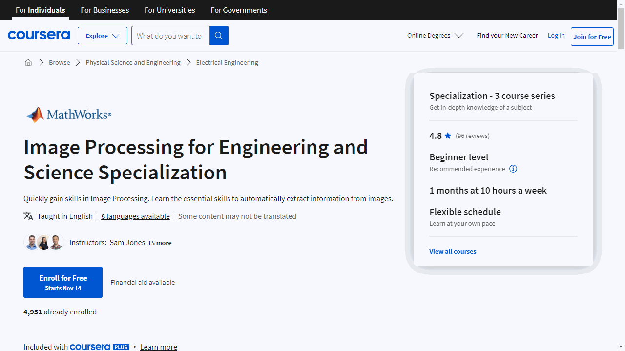 Image Processing for Engineering and Science Specialization