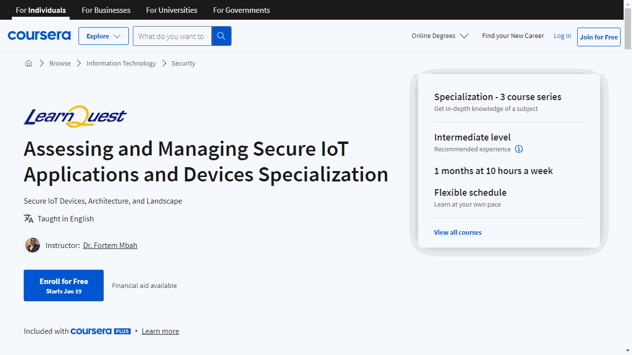 Assessing and Managing Secure IoT Applications and Devices Specialization