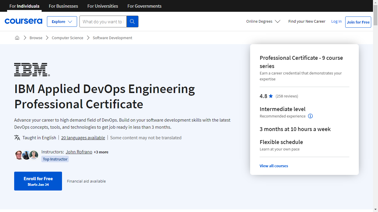 IBM Applied DevOps Engineering Professional Certificate