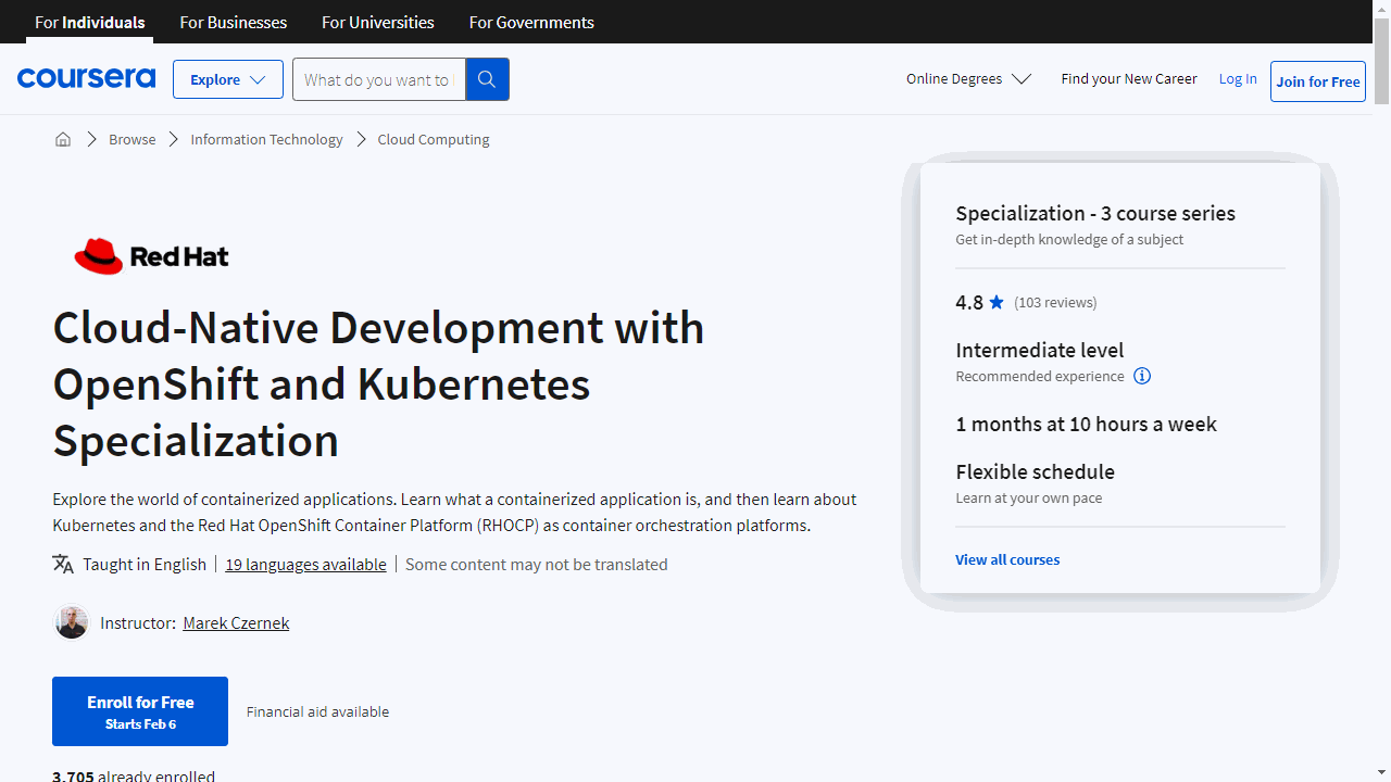 Cloud-Native Development with OpenShift and Kubernetes Specialization