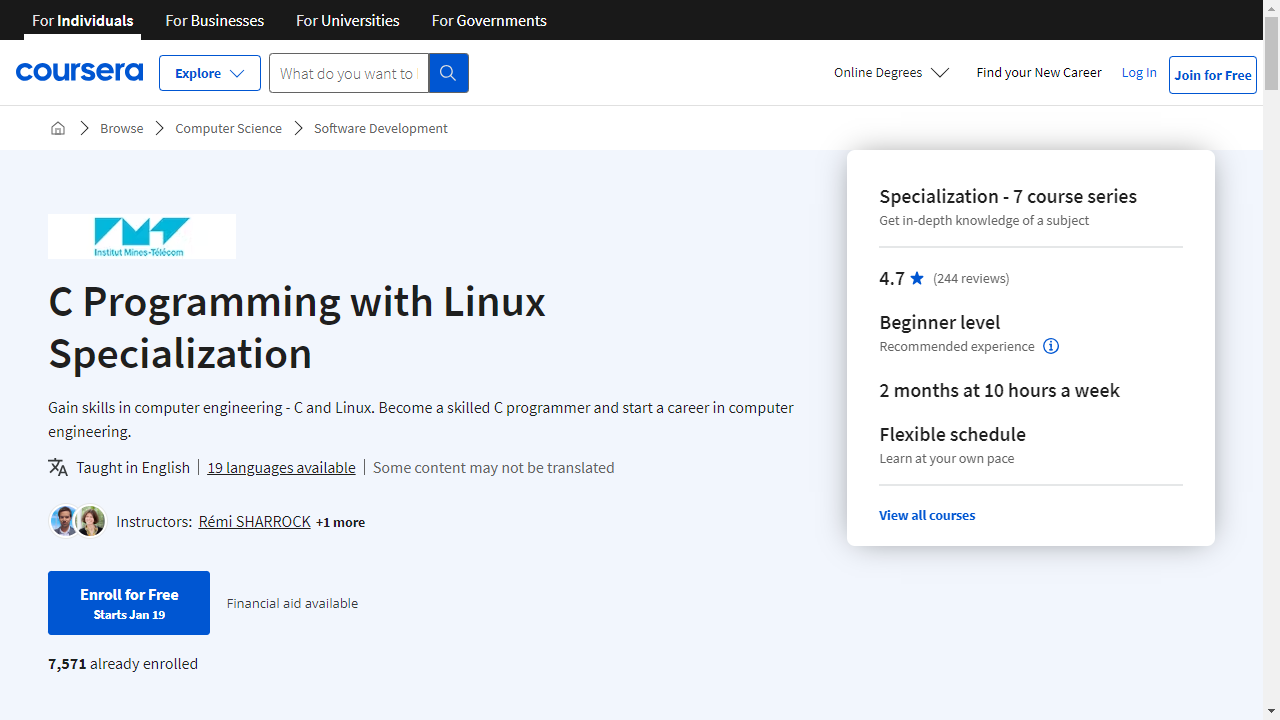 C Programming with Linux Specialization