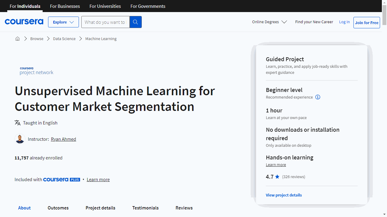 Unsupervised Machine Learning for Customer Market Segmentation