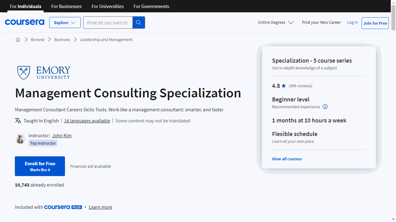 Management Consulting Specialization