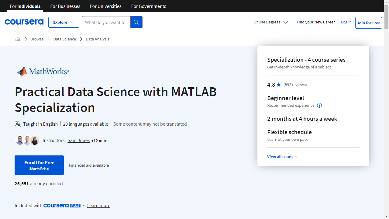 Practical Data Science with MATLAB Specialization