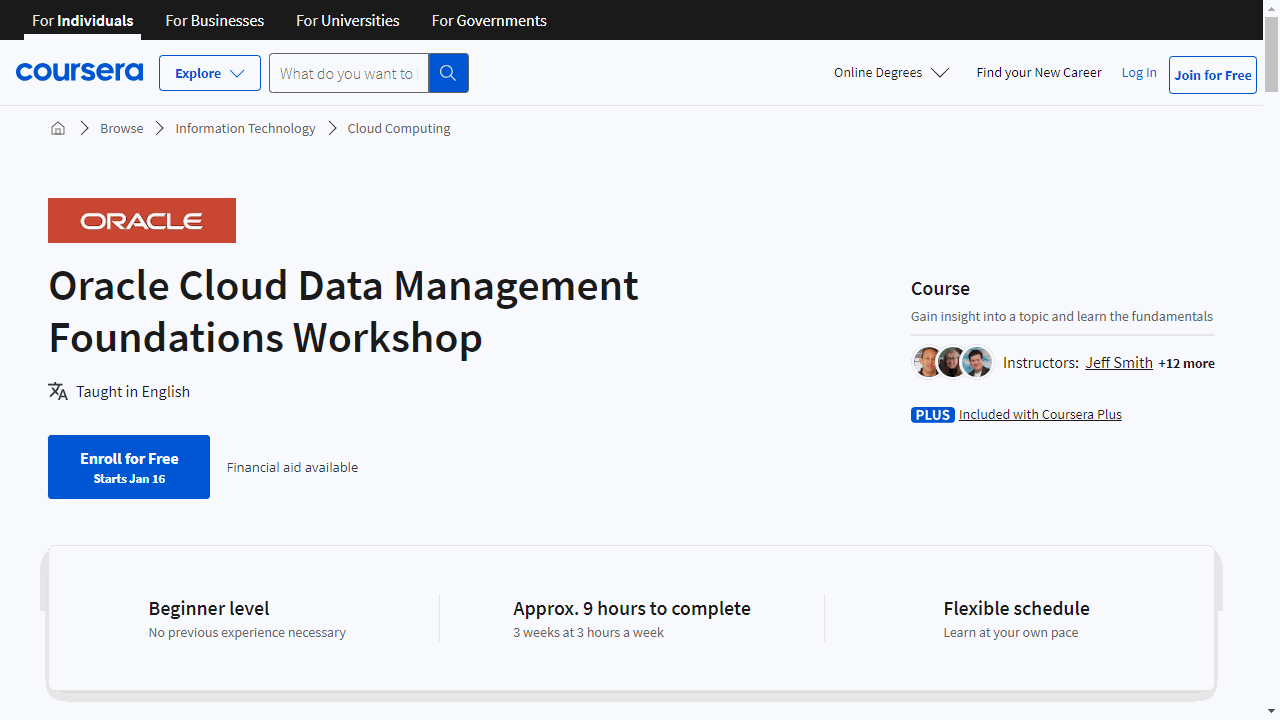 Oracle Cloud Data Management Foundations Workshop