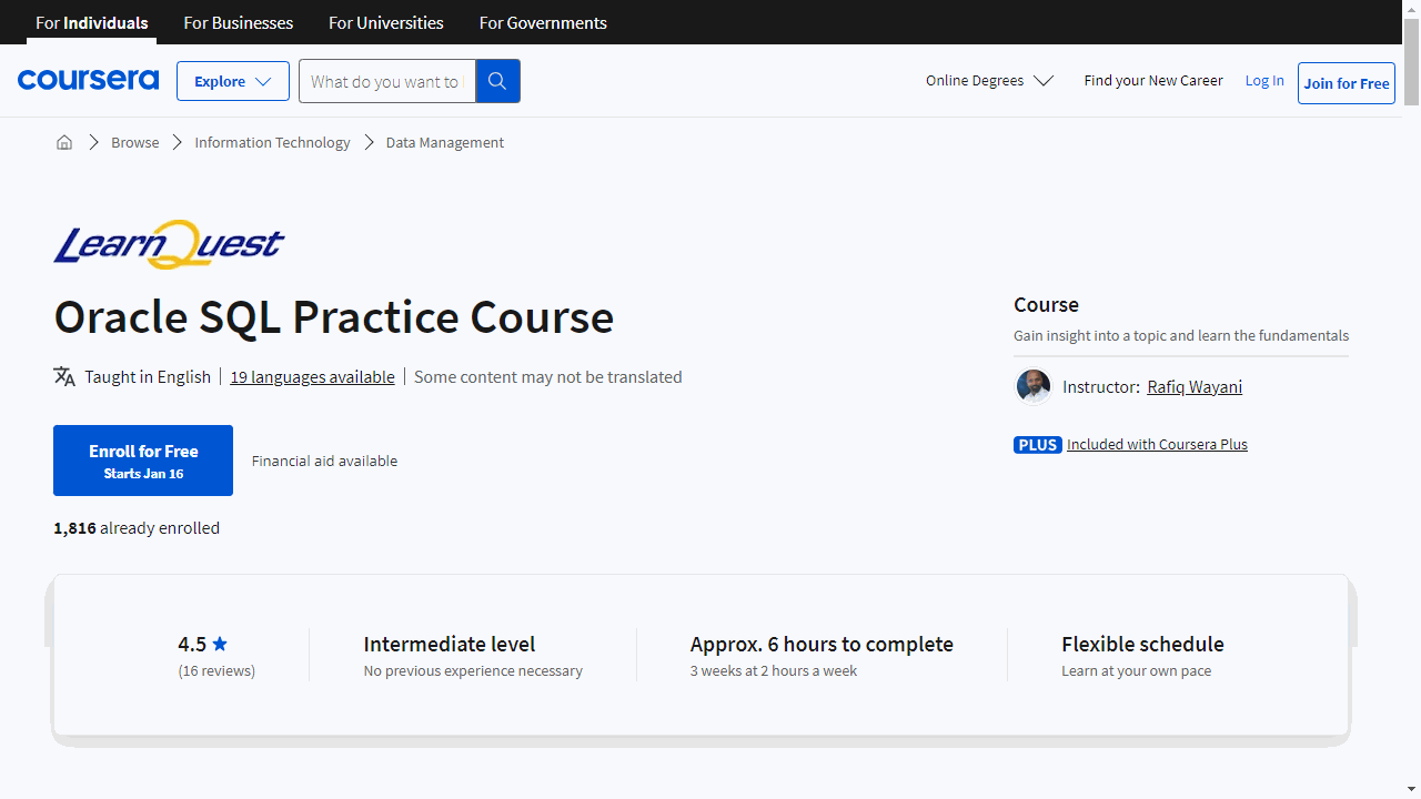 Oracle SQL Practice Course