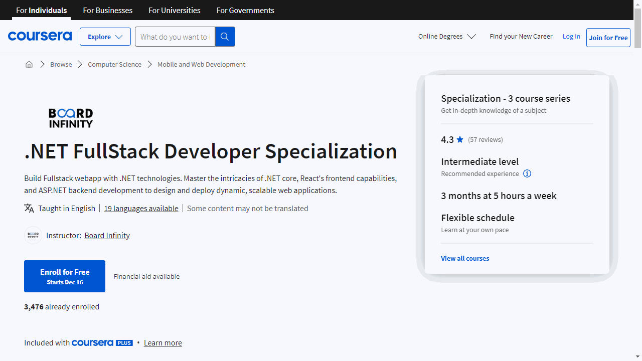 .NET FullStack Developer Specialization