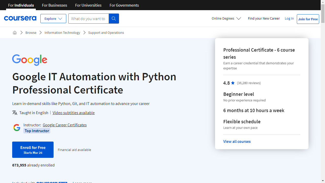 Google IT Automation with Python Professional Certificate