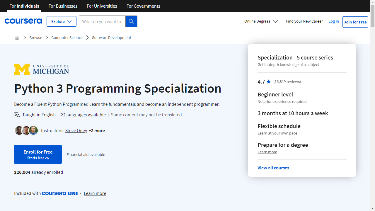 Python 3 Programming Specialization