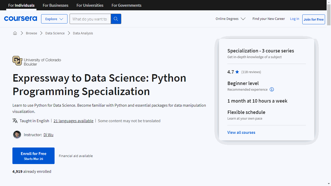 Expressway to Data Science: Python Programming Specialization