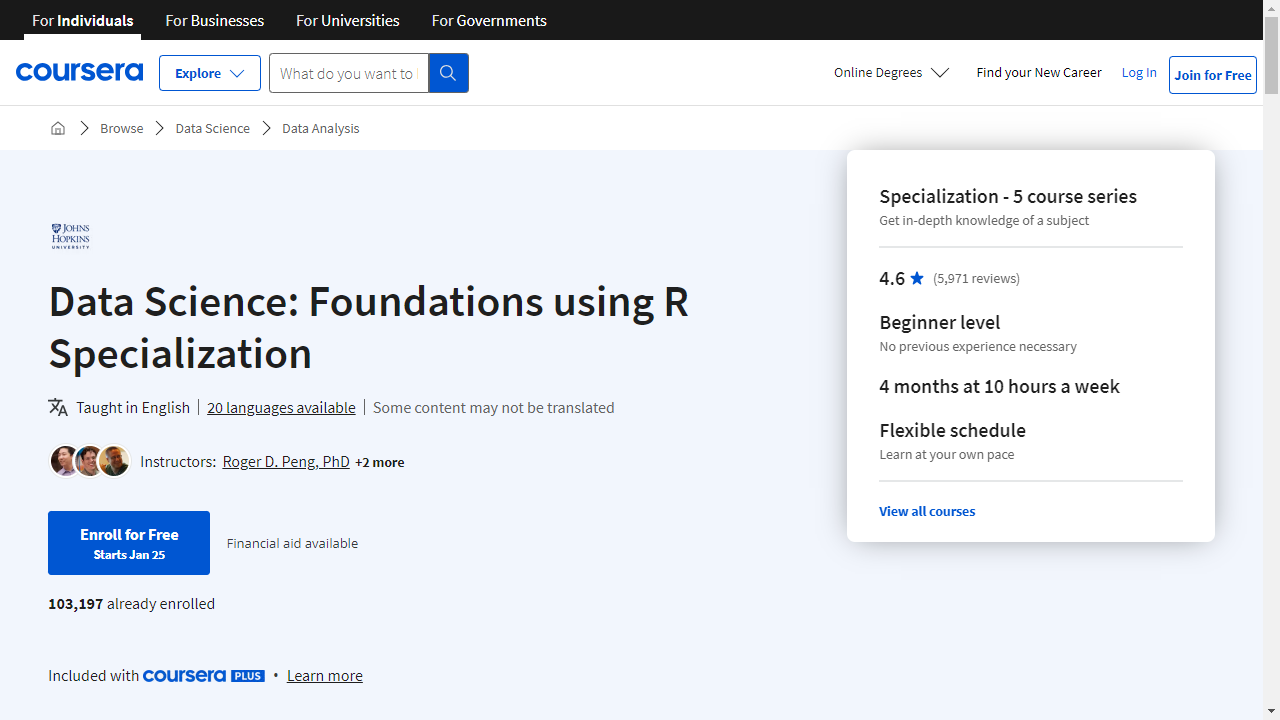 Data Science: Foundations using R Specialization