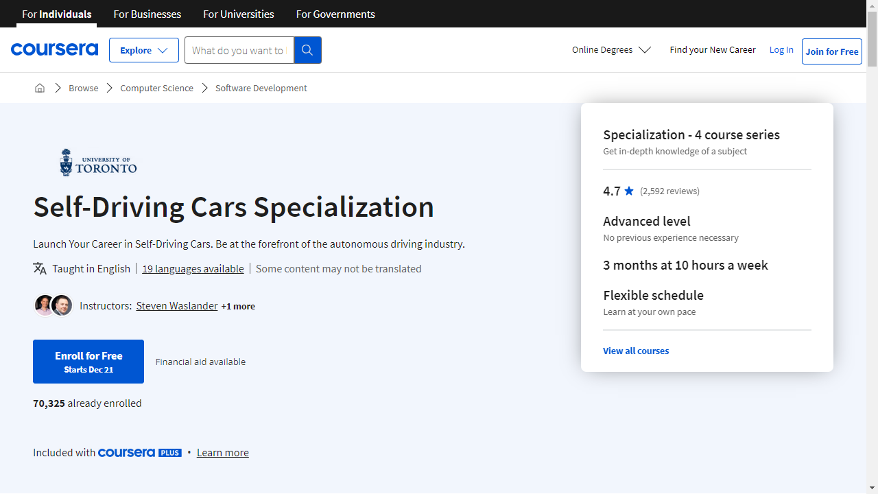 Self-Driving Cars Specialization