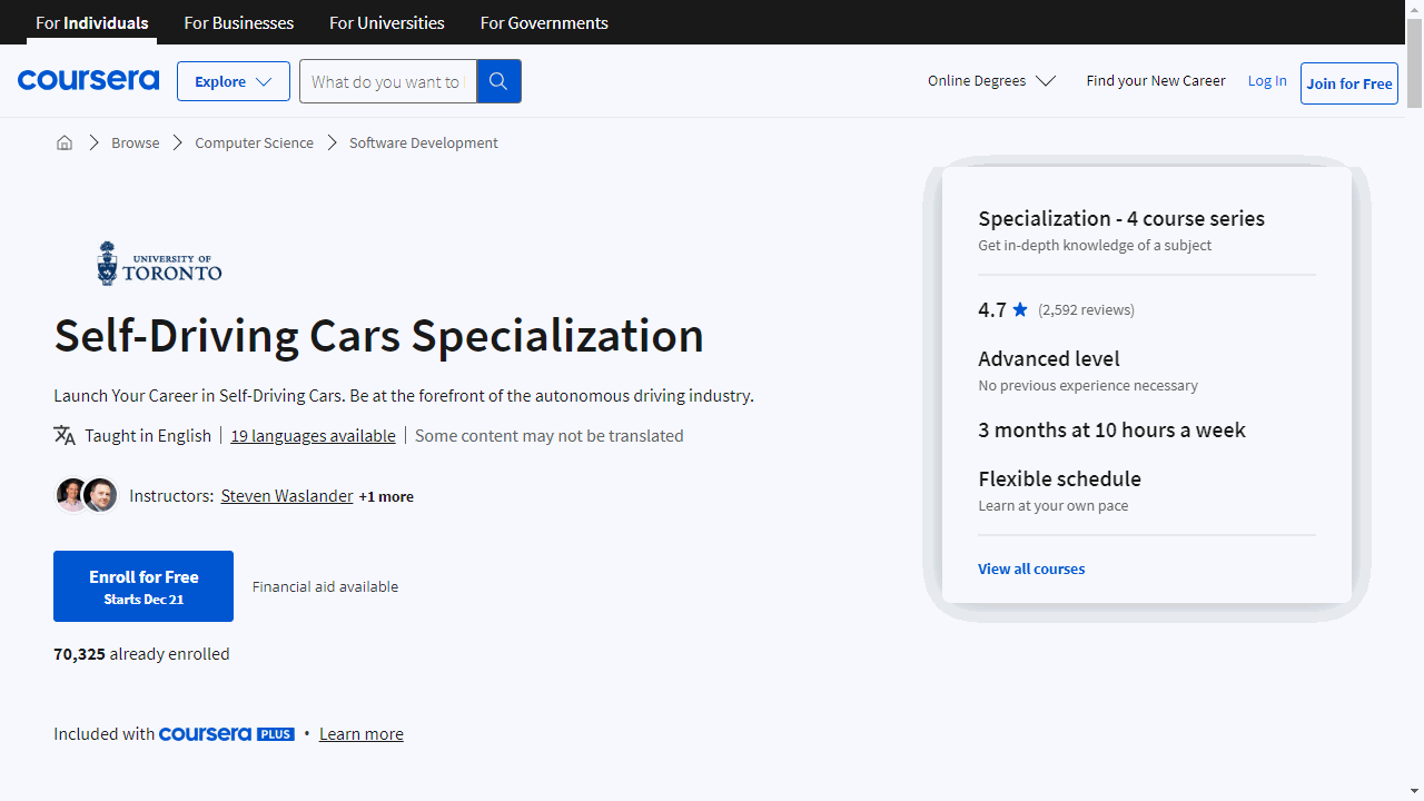 Self-Driving Cars Specialization