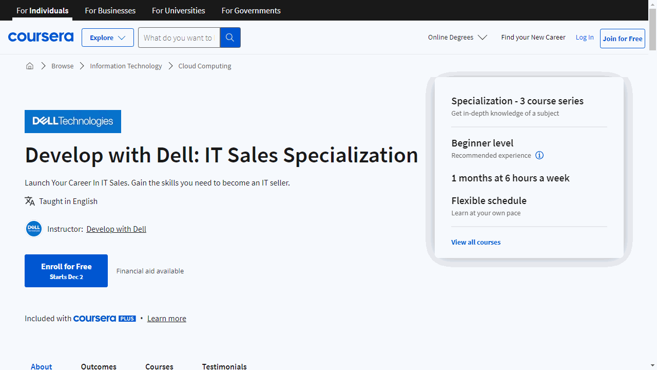 Develop with Dell: IT Sales Specialization