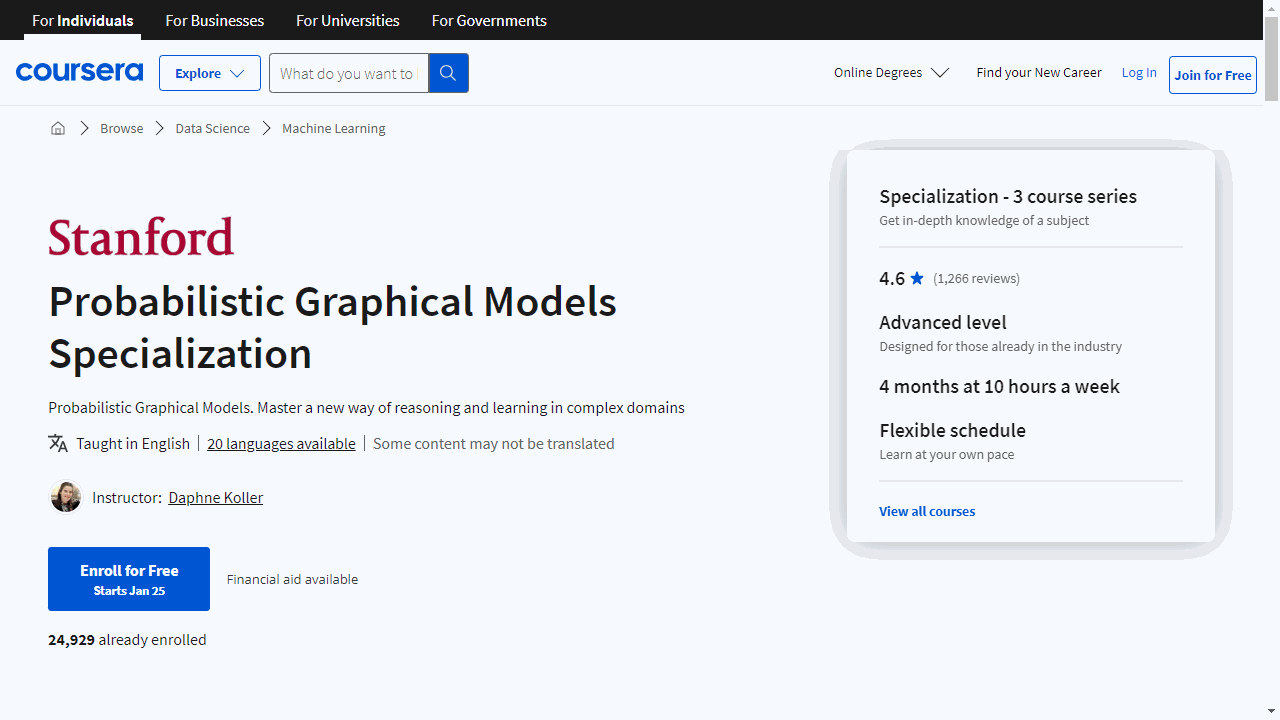 Probabilistic Graphical Models Specialization