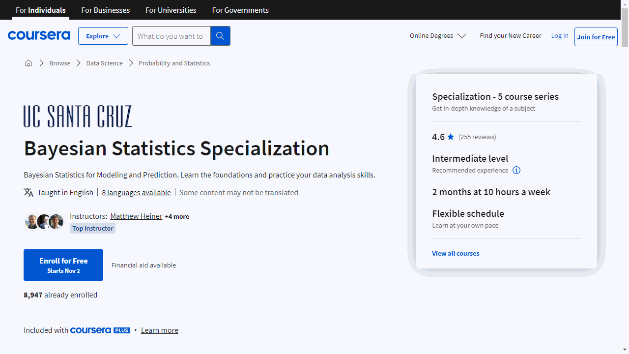 Bayesian Statistics Specialization